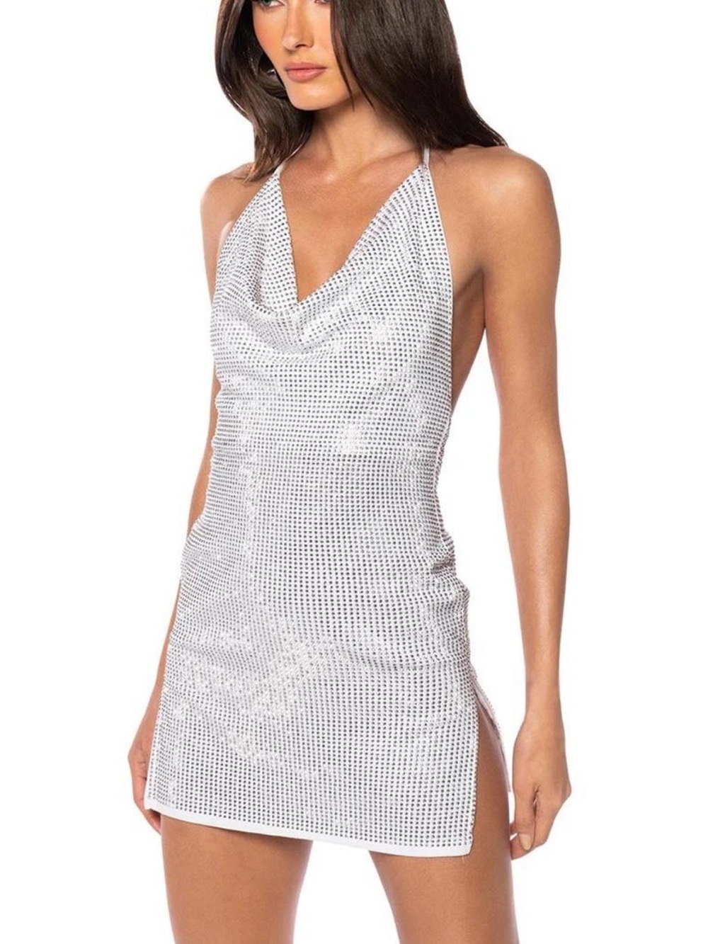 White sequin mini dress